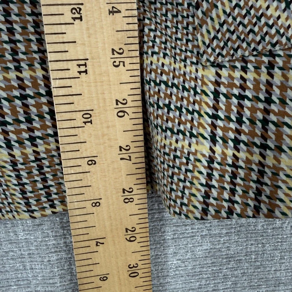 CAbi Blazer Womens 2 Beige Plaid Mid-Length‎ Collared Stretch Tweed Slim Fit